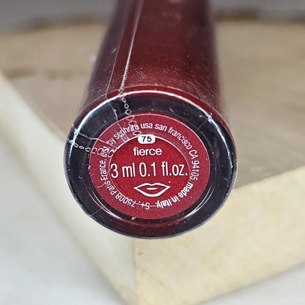 SEPHORA COLLECTION Glossed Lip Gloss 75 Fierce Bordeaux w/ Gold Pearl Red